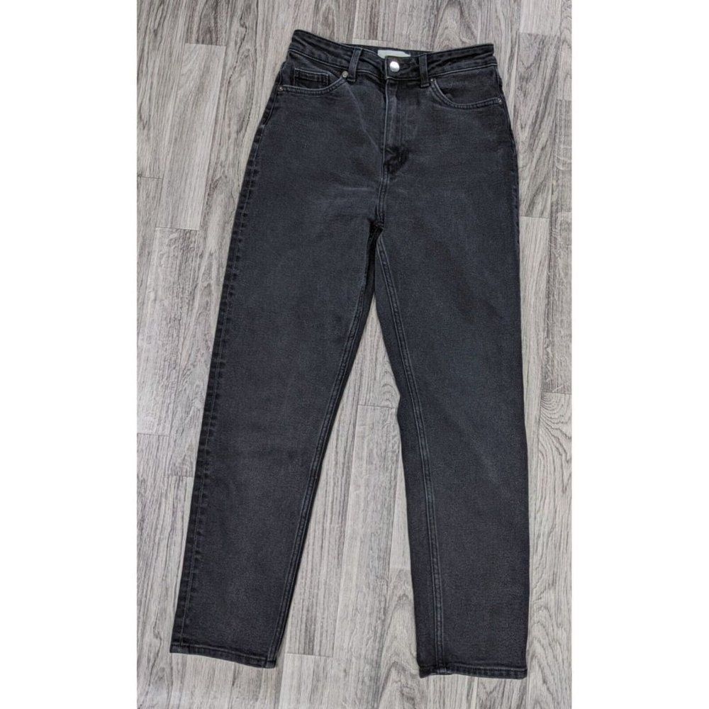 (3/$35) H&M Womens Size 4‎ Tapered Leg Pockets Black Denim Jeans